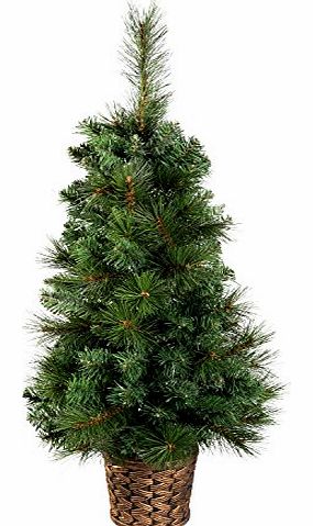 WeRChristmas 3 ft/ 90 cm Victorian Pine Christmas Tree in a Gold Resin Pot