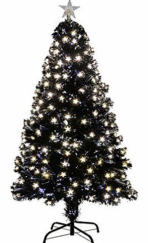 5 ft/ 150 cm Fibre Optic Christmas Tree with Star Decorations, Black