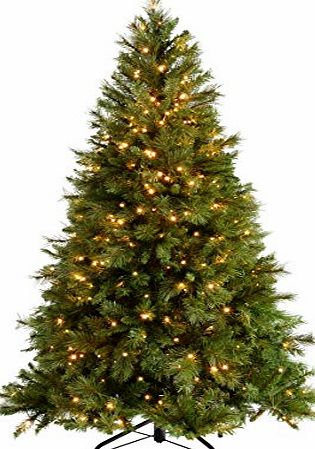6 ft/ 1.8 m Victorian Pine Pre-Lit Multi-Function Christmas Tree with 400 Warm White LED Lights/ 8 Setting Controller/ Easy Build Hinged Branches