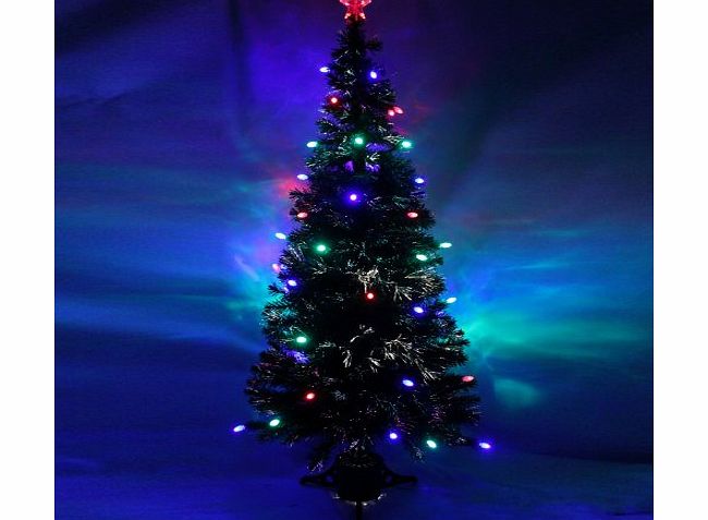 WeRChristmas 6 ft/ 180 cm Green Pre-Lit Multi-Colour Fibre Optic Christmas Tree with Red/ Green/ Blue LED Cone and Star Topper