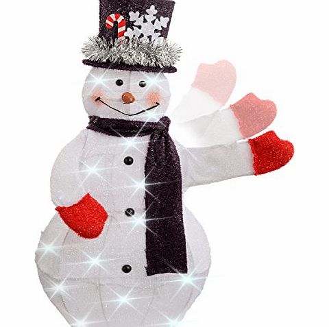 WeRChristmas 61 cm PreLit Animated Snowman with Moving Hand and White LED Lights Decoration