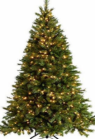 WeRChristmas 7 ft/ 2.1 m Victorian Pine Pre-Lit Multi-Function Christmas Tree with 500 Warm White LED Lights/ 8 Setting Controller/ Easy Build Hinged Branches