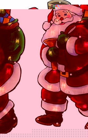 WeRChristmas Pre-Lit 45 cm Santa Double Sided Window Silhouette Christmas Decoration with Sack Full of Presents