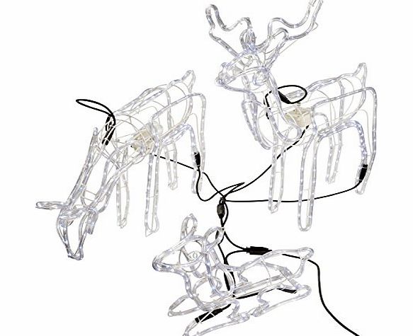 Pre-Lit Large Animated Reindeer Family Stag/ Doe/ Fawn Static LED Rope Lights Silhouette Christmas Decoration Suitable for Indoor/ Outdoor
