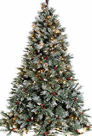 WeRChristmas Pre-Lit Scandinavian Spruce Pine Cone and Berry Christmas Tree, 400-LED Lights, 7 ft/2.1 m
