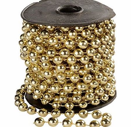 WeRChristmas Pre-Lit Shiny Beaded Garland Tinsel Christmas Tree Decoration on a Reel, Gold