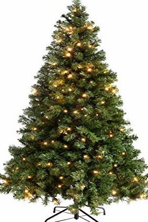 WeRChristmas Pre-Lit Spruce Multi-Function Christmas Tree with 200 Warm White LED Lights, 6 ft/1.8 m