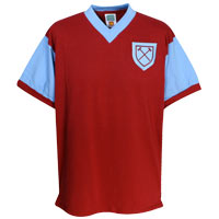 West Ham United 1958 No 6 Shirt - Claret/Blue.