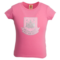 Ham United Crest T-Shirt - Pink - Girls.
