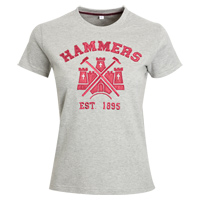 West Ham United Hammers T-Shirt - Mid Grey Marl