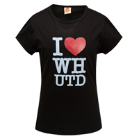 West Ham United I Love T-Shirt - Black - Womens.