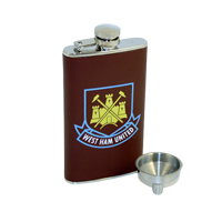 West Ham United Leather Wrap 4oz Flask.