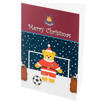 West Ham United Santa Bear Christmas Card.