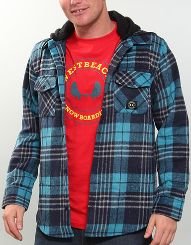 Westbeach Flannel Hooded shirt - Black/Blue