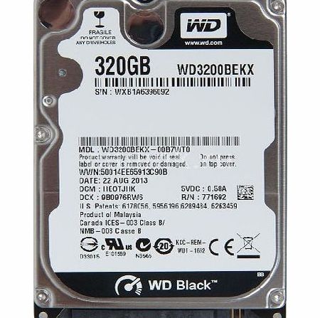 Western Digital WD 320 GB SATA III 7200 RPM 16 MB Cache Bulk/OEM Laptop Hard Drive - Black