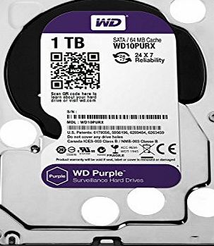 Western Digital WD Purple 1TB Surveillance Hard Disk Drive - Intellipower SATA 6 Gb/s 64MB Cache 3.5 Inch