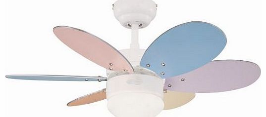 Westinghouse Turbo Ii 76 cm/ 30-inches Ceiling Fans, White-Multi Coloured/ Washed Pine