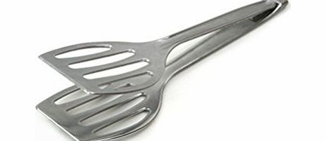 Double Food Turner/ Kitchen and Barbeque Tongs, Silver
