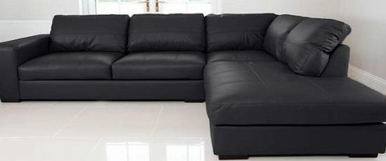 Venice Black PU Leather Right Hand Large corner Group Sofa Suite