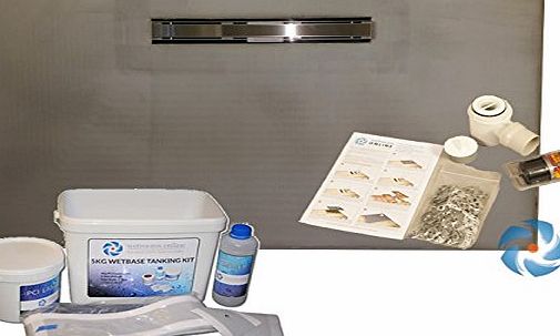 WetBase Linear Wet Room Walk In Shower Tray / Floor Kit with Drain amp; Tanking Kit - 1500 x 900 mm