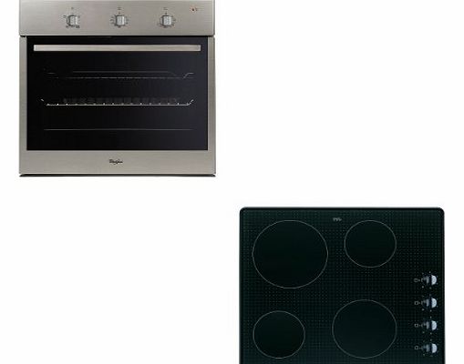 Whirlpool Oven and Hob Package - Stainless Steel Single Fan Oven and Ceramic Hob Pack