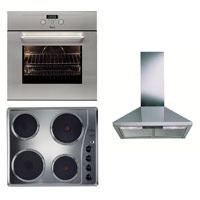 Single Oven Cookpack Electric Hob and Chimney Hood Stainless Steel
