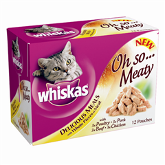 Whiskas Adult Pouch Oh So Meaty Meal Select Cat Food 85gm 12 Pack