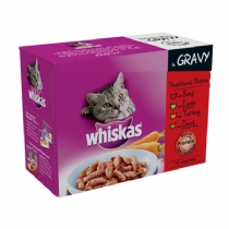 Whiskas Pouches Traditional In Gravy 100G X 12