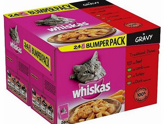 Whiskas Traditional Dishes in Gravy 24 Pouches (Pack of 2, Total 48 Pouches)