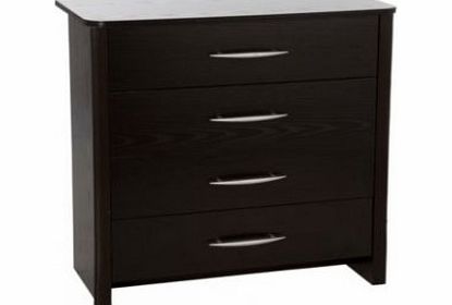 Whitby Chest of Drawers Black 4 Drawer Dark Wood Bedroom Drawer Chest Metal Runners