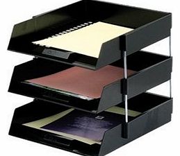 White Box Set Of 3 Black A4 Foolscap Desk File Letter Trays 