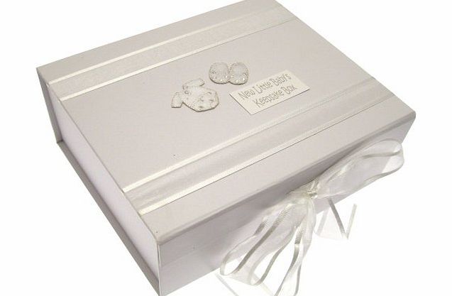 WHITE COTTON CARDS  Baby Silver Clothes A5 Keepsake Box