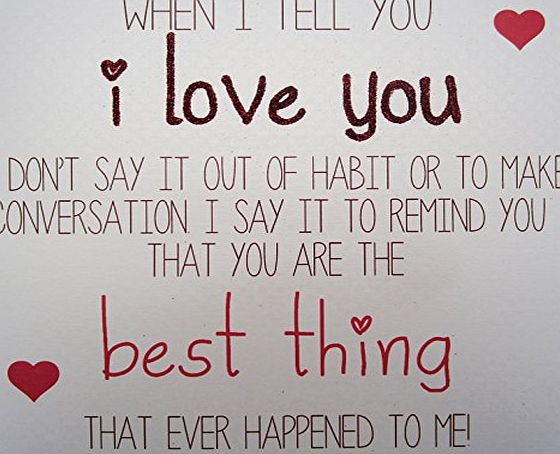WHITE COTTON CARDS  ``I Love You...You Are The Best Thing That Ever Happened To Me!`` Handmade Valentines Day Card