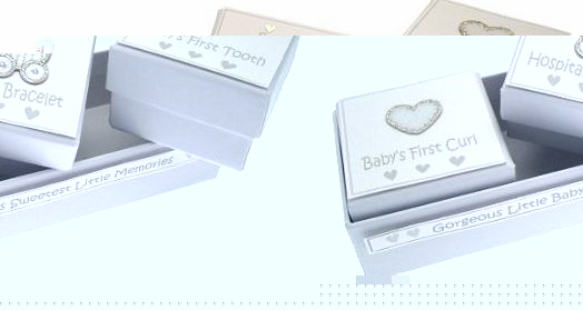  New Pram Baby Silver 3-in-1 1st Curl and Tooth Keepsake Box
