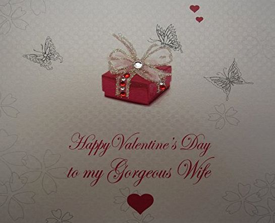 WHITE COTTON CARDS  Present ``Happy Valentines Day To My Gorgeous Wife`` Handmade Valentines Day Card, White