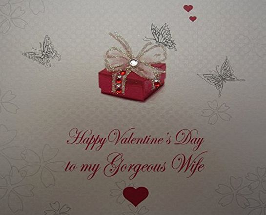 WHITE COTTON CARDS  Present ``Happy Valentines Day To My Gorgeous Wife`` Handmade Valentines Day Card, White