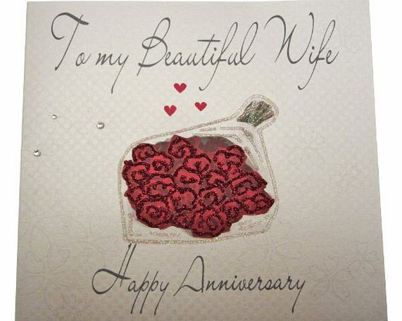 WHITE COTTON CARDS  WB216 To My Beautiful Wife Happy Anniversary Bouquet