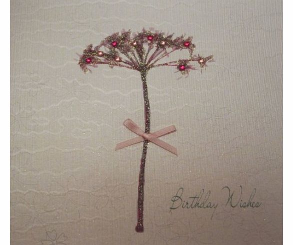  WB240 Dandelion Flower Birthday Wishes Handmade Birthday Card, White