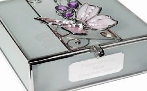 White Wedding and Party Personalised Trinket Box- Glass Butterfly
