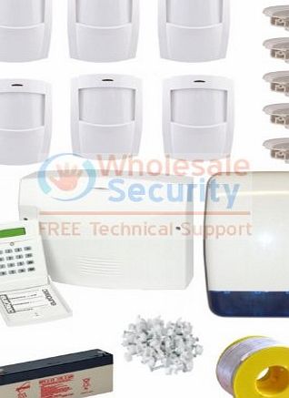 Wholesale Security Wired Intruder / Burglar Alarm System Kit - Professional Kit with 6 PIRs with Ceiling / Wall Mounting Brackets and LCD Keypad
