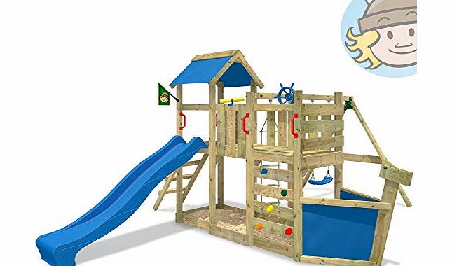  OceanFlyer Climbing frame, climbing tower with slide, swing, sandpit + complete accessory set