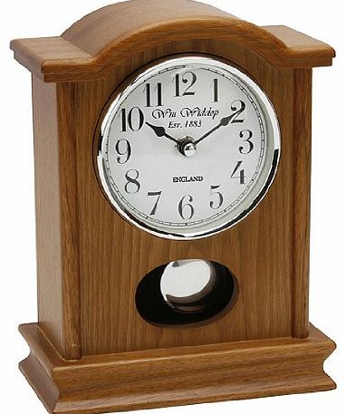 Napoleon Oak Wood and Glass Pendulum Mantel Clock with Arabic Dial