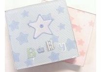 Pink Fabric Baby Girl Record Book Journal & Keepsake Box - Star Design