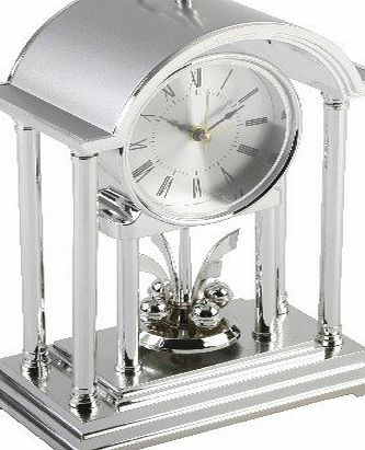 Widdop Bingham Broken Arched Anniversary Clock with Alarm - Silver