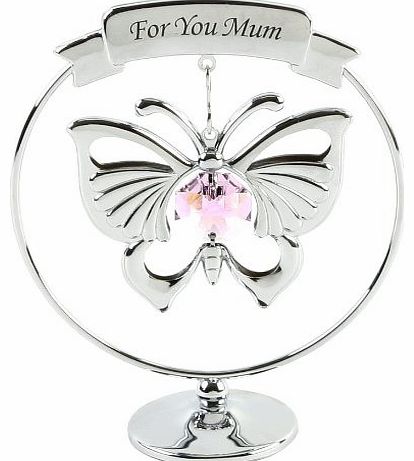 Widdop Bingham Crystocraft Keepsake Gift Ornament - For You Mum Pink Butterfly with Swarvoski Crystal Elements