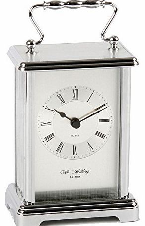 Widdop Bingham Stylish Silver colour Carriage Clock w4312