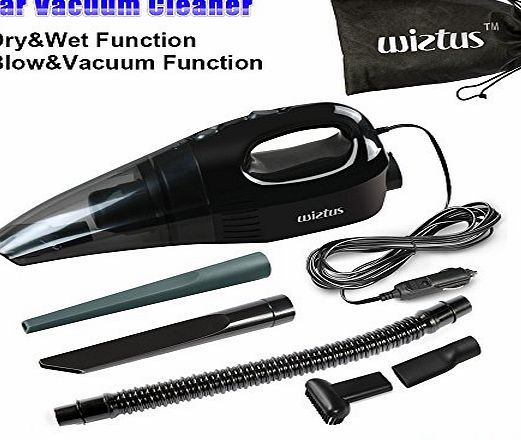 Wietus Car Vacuum Cleaner,WietusTM12V,Power:85W,3.2KPA Suction, Portable Wet/Dry Handheld Auto Car Vacuum Cleaner,Blow Cleaner and Vacuum Cleaner Function,13.2FT(4M) cord, Put 5-in-1 Vacuum Mouths to Vacuum 