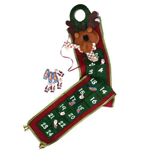 Wild Ginger Reindeer Felt Hanging Advent Calendar with Chocolates