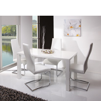 Wilkinson Furniture Somma Dining Set in White High Gloss with White
