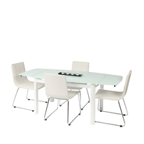 Wilkinson Furniture Vitcos White Glass Dining Set with White Chairs